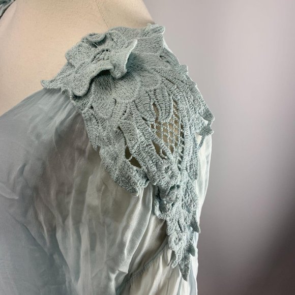 Carina Ricci NWT Small Silk Blouse Crochet Boho - Picture 3 of 7